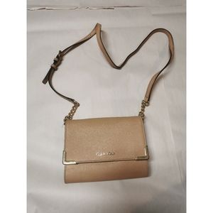 CALVIN KLEIN Small Beige Crossbody Purse